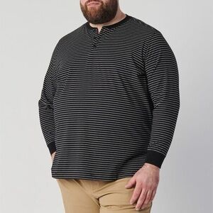 Good Counsel Wanzer Long Sleeve Striped Henley Shirt Size 2XL Black/White - NWT